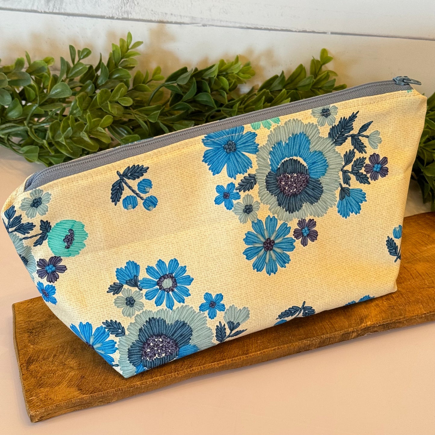 Blue Floral Gusseted Pouch